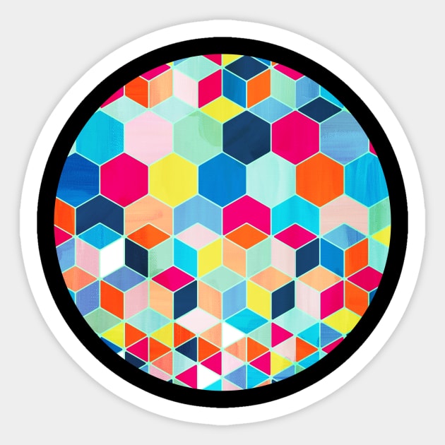 Super Bright Color Fun Hexagon Pattern Sticker by micklyn